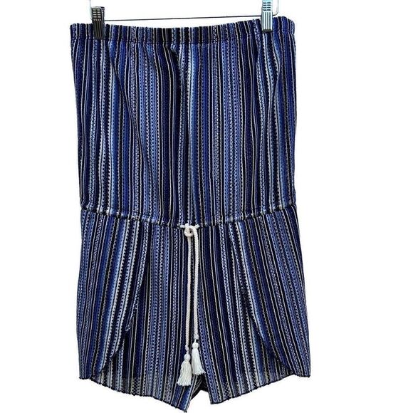 Becca Women's Blue Striped Romper Cover Up Swimsuit Size Medium - Picture 3 of 6
